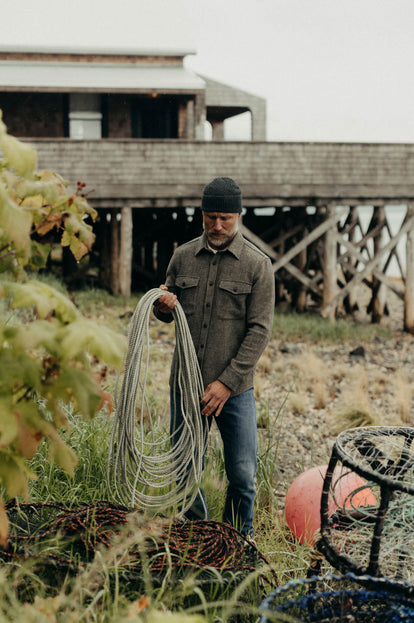 Model gathering fishing lines in The Maritime Shirt Jacket