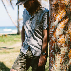 The Short Sleeve Jack in Steel Chambray, Wovens by Taylor Stitch