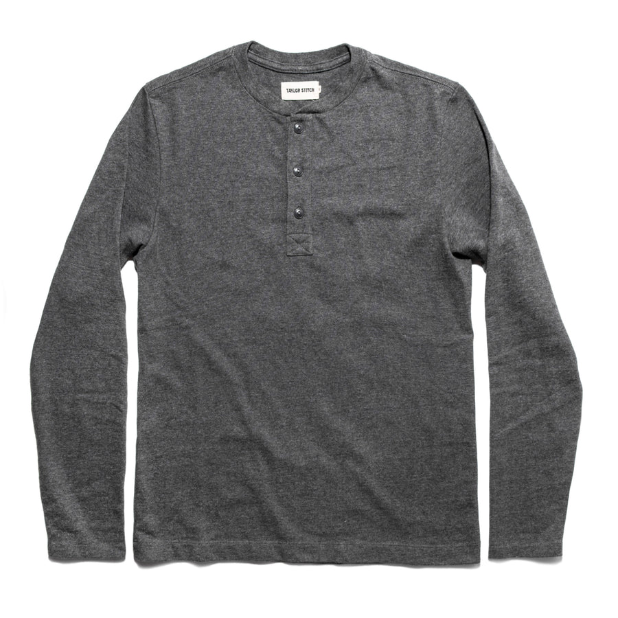 The Heavy Bag Henley Shirt in Heather Grey | Taylor Stitch