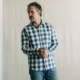 The Utility Shirt in Sun Bleached Indigo Check - featured image